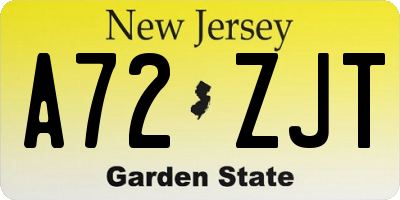 NJ license plate A72ZJT