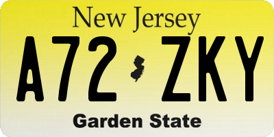 NJ license plate A72ZKY