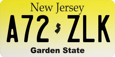 NJ license plate A72ZLK