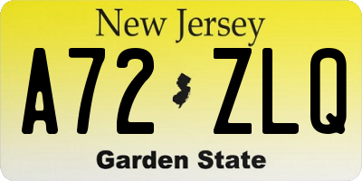 NJ license plate A72ZLQ