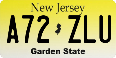 NJ license plate A72ZLU