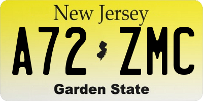 NJ license plate A72ZMC