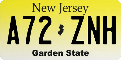 NJ license plate A72ZNH