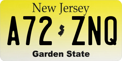NJ license plate A72ZNQ