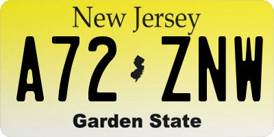 NJ license plate A72ZNW