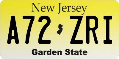 NJ license plate A72ZRI
