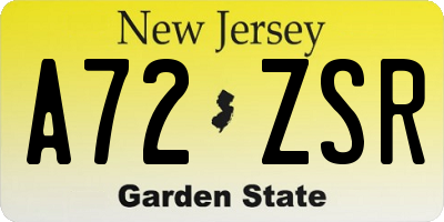 NJ license plate A72ZSR