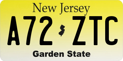 NJ license plate A72ZTC