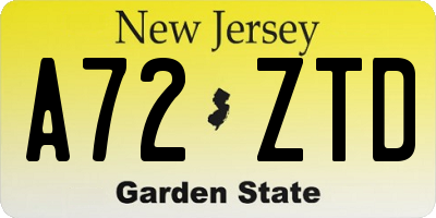 NJ license plate A72ZTD