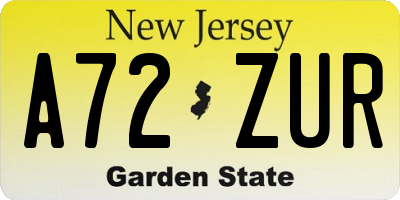 NJ license plate A72ZUR