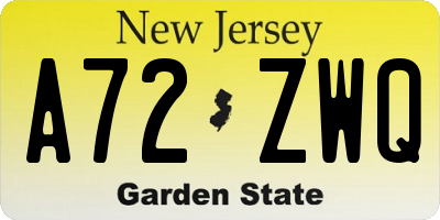 NJ license plate A72ZWQ