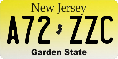 NJ license plate A72ZZC