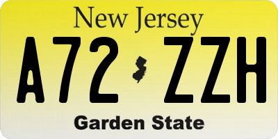 NJ license plate A72ZZH
