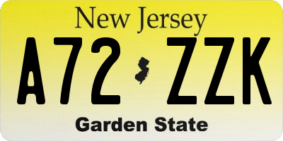 NJ license plate A72ZZK