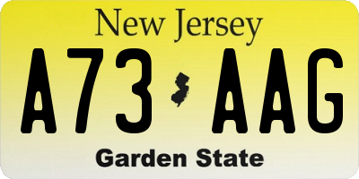 NJ license plate A73AAG