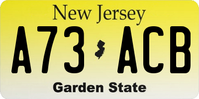NJ license plate A73ACB