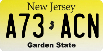 NJ license plate A73ACN