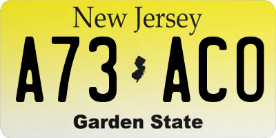 NJ license plate A73ACO