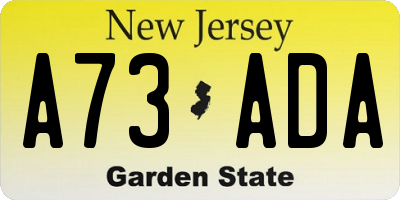 NJ license plate A73ADA