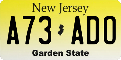 NJ license plate A73ADO