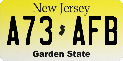 NJ license plate A73AFB