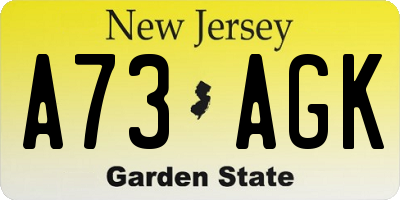 NJ license plate A73AGK