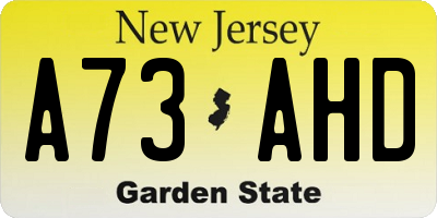 NJ license plate A73AHD