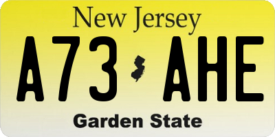 NJ license plate A73AHE