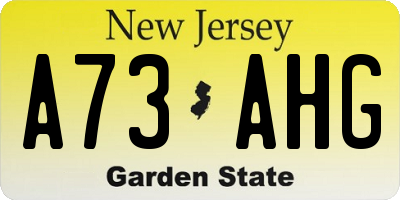 NJ license plate A73AHG