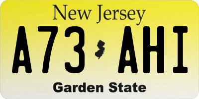 NJ license plate A73AHI