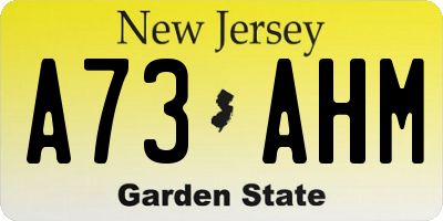 NJ license plate A73AHM