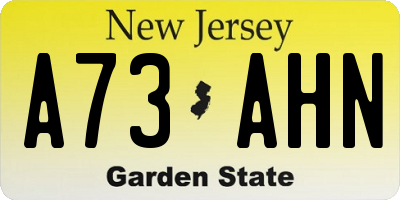 NJ license plate A73AHN