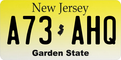 NJ license plate A73AHQ