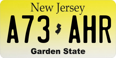 NJ license plate A73AHR