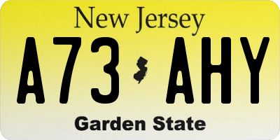 NJ license plate A73AHY