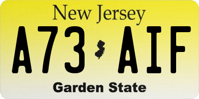 NJ license plate A73AIF