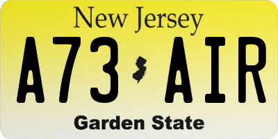 NJ license plate A73AIR