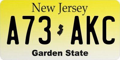 NJ license plate A73AKC