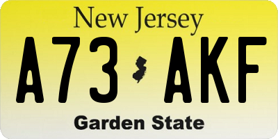 NJ license plate A73AKF