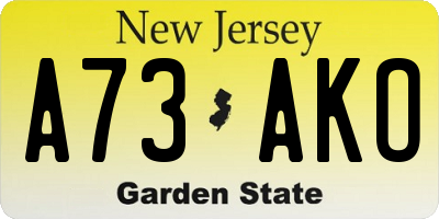 NJ license plate A73AKO
