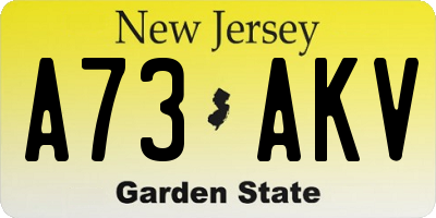 NJ license plate A73AKV