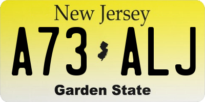 NJ license plate A73ALJ