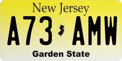 NJ license plate A73AMW