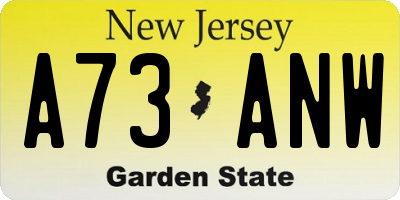 NJ license plate A73ANW