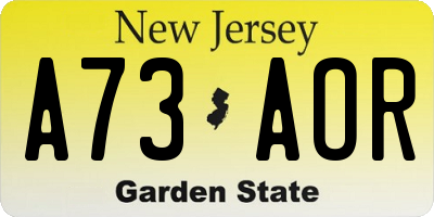 NJ license plate A73AOR
