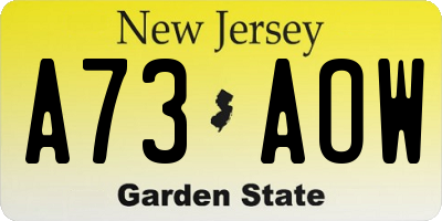 NJ license plate A73AOW