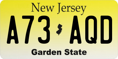 NJ license plate A73AQD