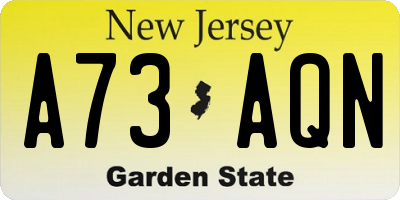 NJ license plate A73AQN