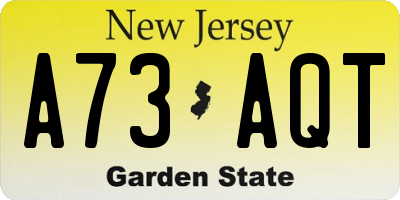 NJ license plate A73AQT