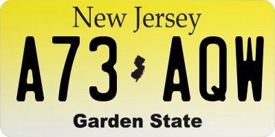 NJ license plate A73AQW